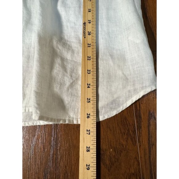 MALVIN I Love 100% Linen Top Blouse Womens S White V-Neck Button Front Pintuck - Picture 8 of 11
